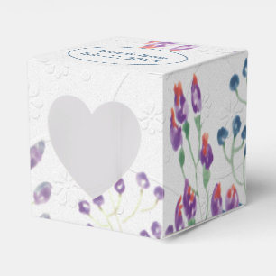 Caixinha De Lembrancinhas Branco Embutido Com Flores Aquareladas