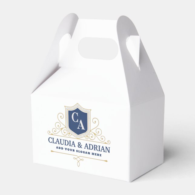 Caixinha De Lembrancinhas Bride And Groom Monogram Names Elegant Weeding (Frente)