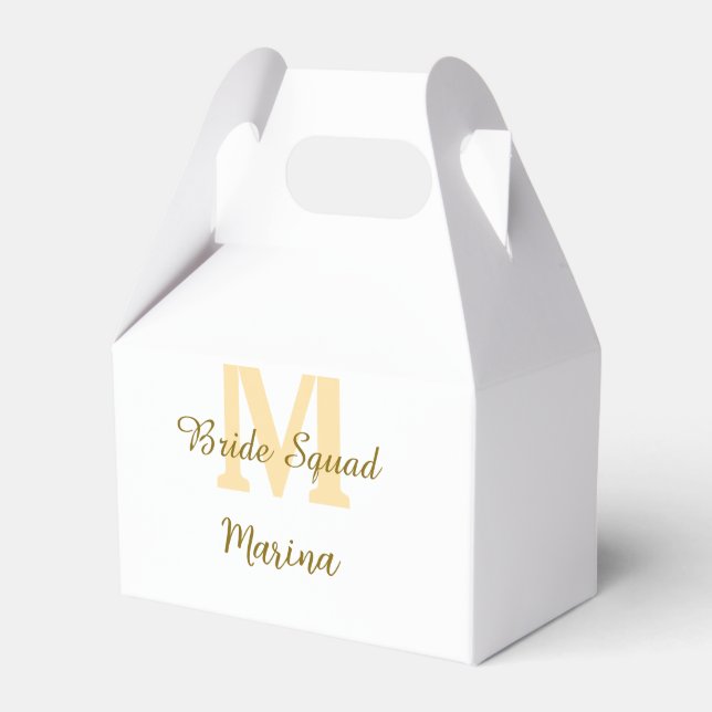 Caixinha De Lembrancinhas Bride squad monogram golden bridal shower simple  (Frente)