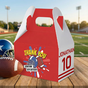 Caixinha De Lembrancinhas Bright Red Sports Futebol NFL Obrigado Aniversário