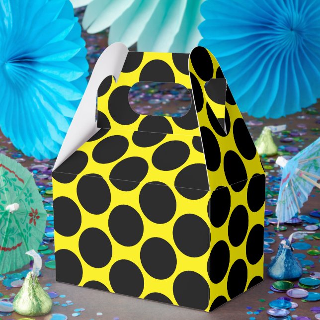 Caixinha De Lembrancinhas Bright Yellow with Black Dot Style Gable (Festa)