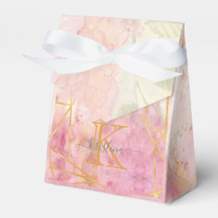 Caixinha De Lembrancinhas Brilho Brilhante Brilhante Rosa Dourado Monograma