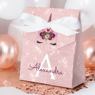 Caixinha De Lembrancinhas Brilho do rosa de Ouro Cora da princesa Unicórnio