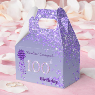 Caixinha De Lembrancinhas Brilho e Brilho Roxo Escuro 100º Aniversário