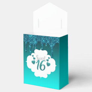 Caixinha De Lembrancinhas Brilho em Teal Sweet 16