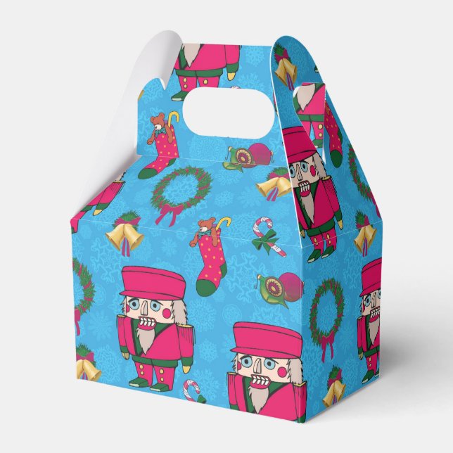 Caixinha De Lembrancinhas Brinquedo Noz Natal,Padrão de floco de neve azul (Frente)