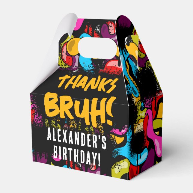 Caixinha De Lembrancinhas Bruh Neon Graffiti Hip Hop Street Art Birthday (Frente)