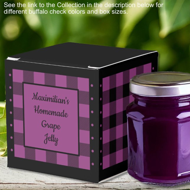 Caixinha De Lembrancinhas Buffalo Check - Roxo e Preto - Clássico (Buffalo Check - Purple and Black - Classic Favor Boxes by Leapfroglisics Shop)