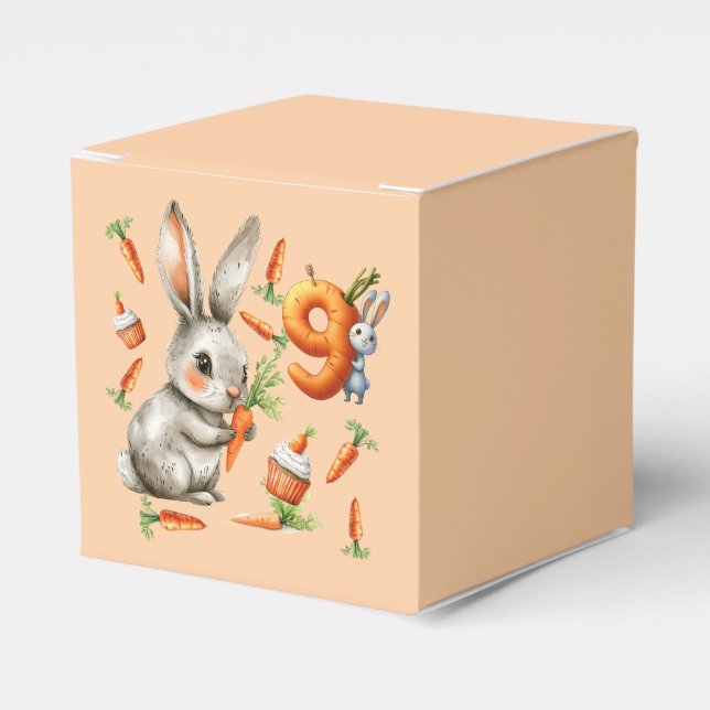 Caixinha De Lembrancinhas Bunnies e Carrots 9ª Festa de aniversário (Frente)