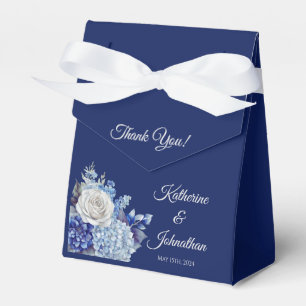 Caixinha De Lembrancinhas Buquê de Flor Azul de Aquarela - Casamento Obrigad