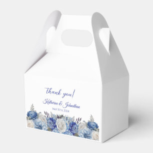 Caixinha De Lembrancinhas Buquê De Flor Azul De Aquarela Obrigado