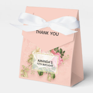 Caixinha De Lembrancinhas Buquê Floral de Rosa Rosa e Branca