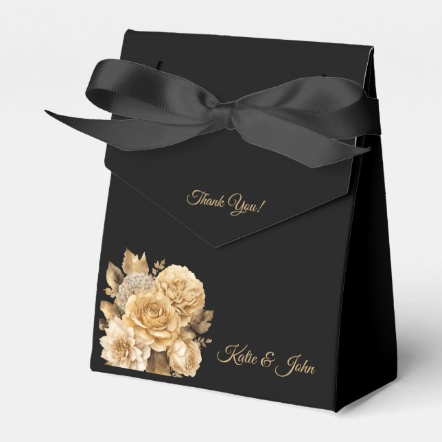 Caixinha De Lembrancinhas Buquê Neutral de Flor Obrigado. (Frente)