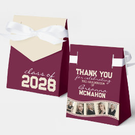 Caixinha De Lembrancinhas Burgundy e Creme Colagem de Fotos Filmstrip