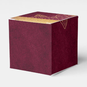 Caixinha De Lembrancinhas Burgundy e Dourado Profundos