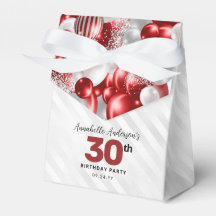 Burgundy Red Silver Balloon Glitter Favor Aniversá