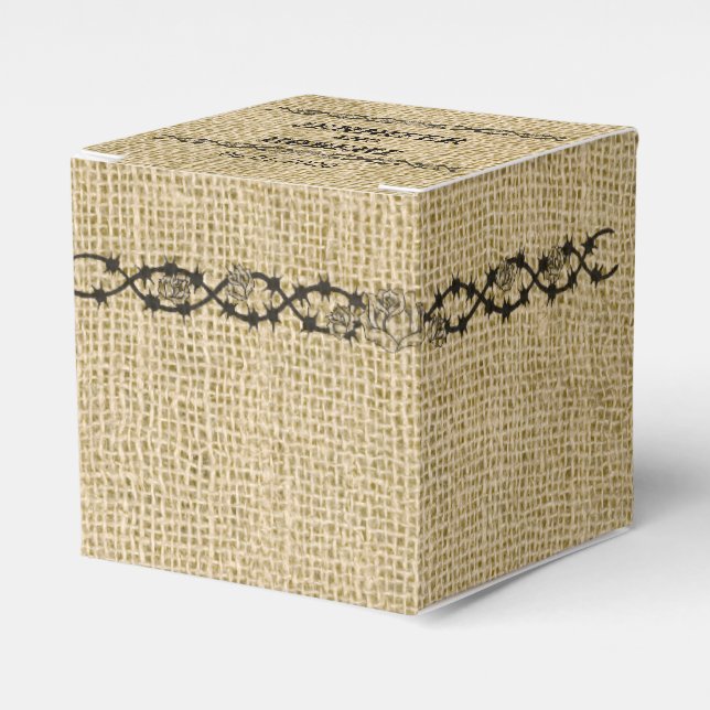 Caixinha De Lembrancinhas Burlap and Birch Wedch Favor Box (Frente)