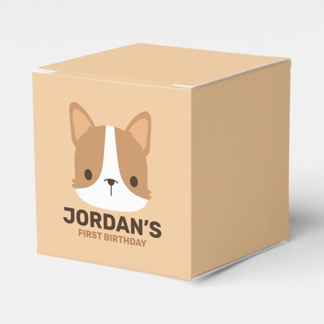 Caixinha De Lembrancinhas Cachorro Corgi Corgento com Nome Personalizado (Frente)