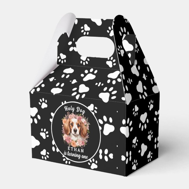 Caixinha De Lembrancinhas Cachorro Sagrado, sou um | Primeiro aniversario de (Frente)