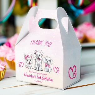 Caixinha De Lembrancinhas Cachorros brancos cor-de-rosa, fofinhos, fofinhos,