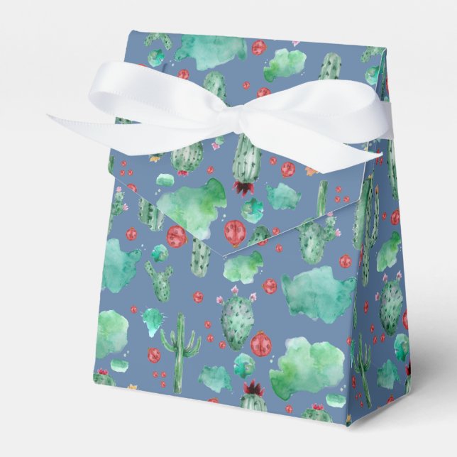 Caixinha De Lembrancinhas cacto e padrão de ladybug - fundo azul (Frente)