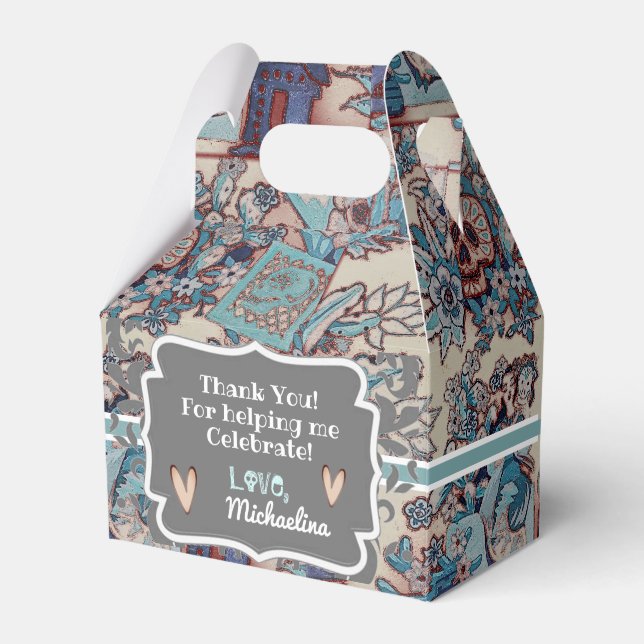 Caixinha De Lembrancinhas  Cacto legante, crânios Espanhóis Mexicanos Fiesta (Frente)