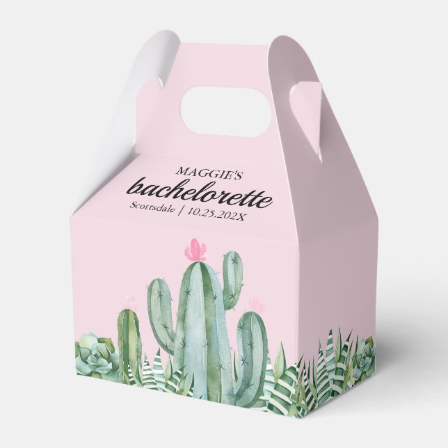 Caixinha De Lembrancinhas Cactus Succult Desert Bachelorette Pink (Verso)