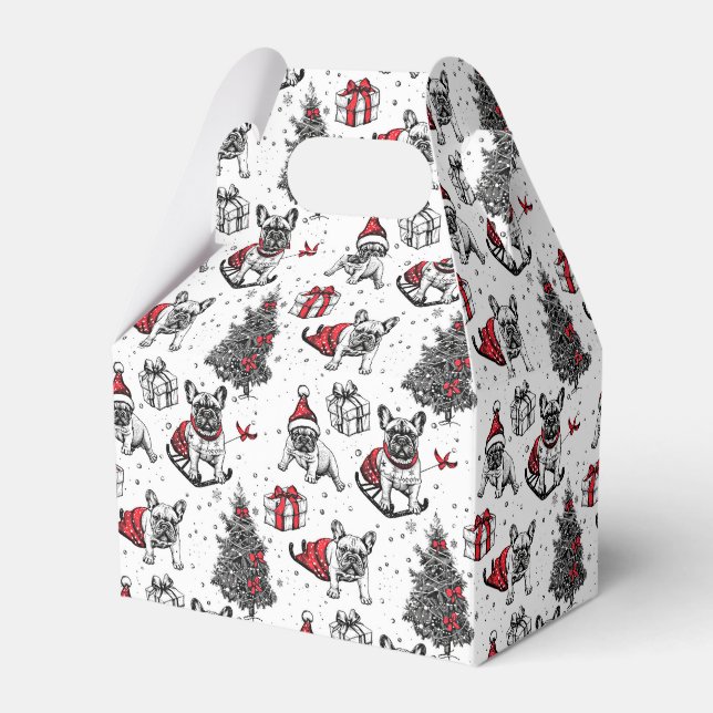 Caixinha De Lembrancinhas Cães de Natal no esboço do estilo do livro de arte (Frente)