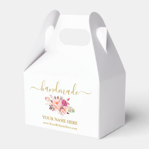 Caixinha De Lembrancinhas Caligrafia Floral Cor-de-Água Rosa Pequena, Feita