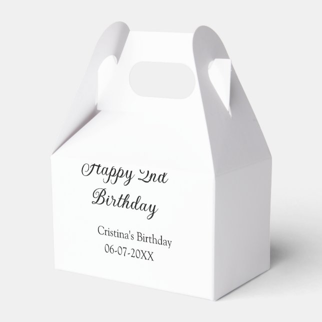 Caixinha De Lembrancinhas caligrafia simples segundo aniversário feliz mínim (Frente)