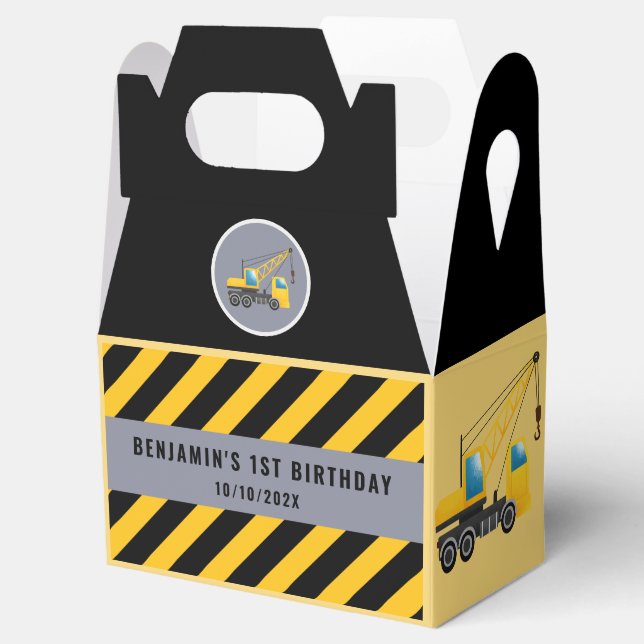 Caixinha De Lembrancinhas Caminhão de Construção de primeiro aniversario Obr (Aberto)