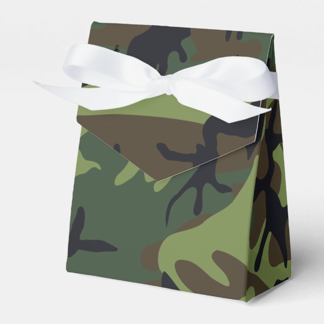 Caixinha De Lembrancinhas Camo Militar Floresta Verde (Frente)