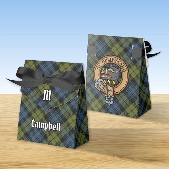 Caixinha De Lembrancinhas Campbell Crest sobre Tartan Favor Box (Criador carregado)