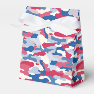 Caixinha De Lembrancinhas Camuflagem Azul e Branco Vermelho