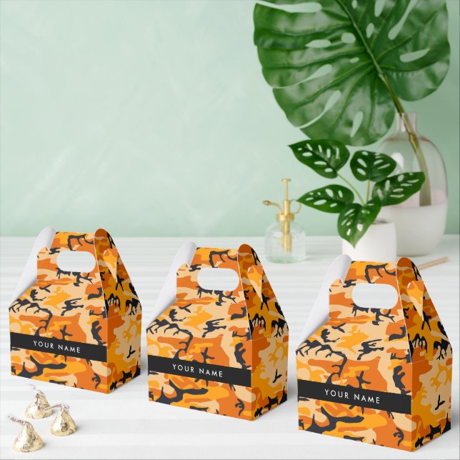 Caixinha De Lembrancinhas Camuflagem Laranja Seu nome Personaliza (Múltiplo)