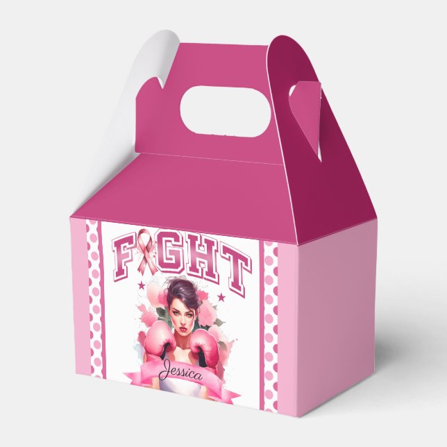 Caixinha De Lembrancinhas Cancer da mama floral, rosa e Bonito (Frente)