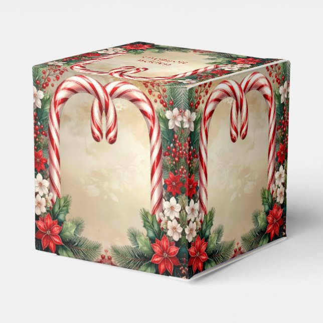 Caixinha De Lembrancinhas Candy Cane Christmas Holiday Favor Box (Verso)