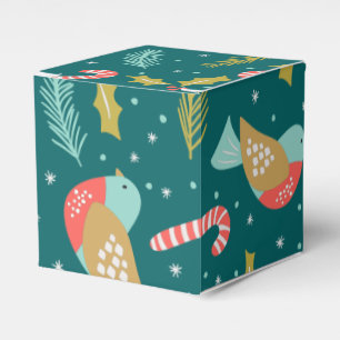 Caixinha De Lembrancinhas Candy Canes Holly Pine Boughs Birds