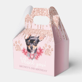 Caixinha De Lembrancinhas Cão Chihuahua com Aniversário Glitter