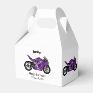 Caixinha De Lembrancinhas Cartografia de motocicletas de esporte roxo