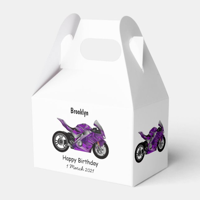 Caixinha De Lembrancinhas Cartografia de motocicletas de esporte roxo (Frente)