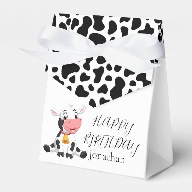 Caixinha De Lembrancinhas Cartoon Baby Cow Birthday (Frente)