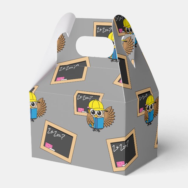 Caixinha De Lembrancinhas Cartoon de Coruja de Estudantes da Escola Bela (Frente)