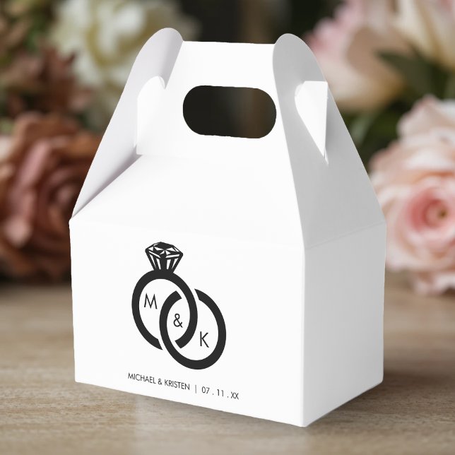 Caixinha De Lembrancinhas Casal de Anel Diamond Casamento Monograma (Diamond Ring Couple Monogram Wedding Favor Boxes
)