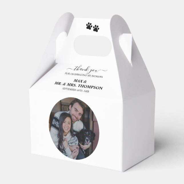 Caixinha De Lembrancinhas Casal de Foto Moderno Casado Cachorro de Pet Meus  (Frente)