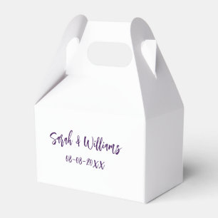 Caixinha De Lembrancinhas Casal de noivos. Nome data roxo simples minimal mo