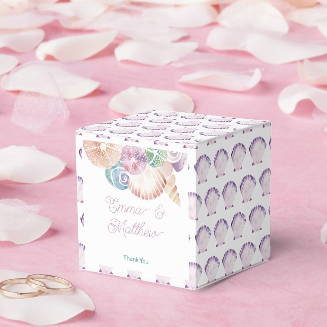 Caixinha De Lembrancinhas Casamento à Beira-Mar com Tons Pastéis de Roxo (Casamento)