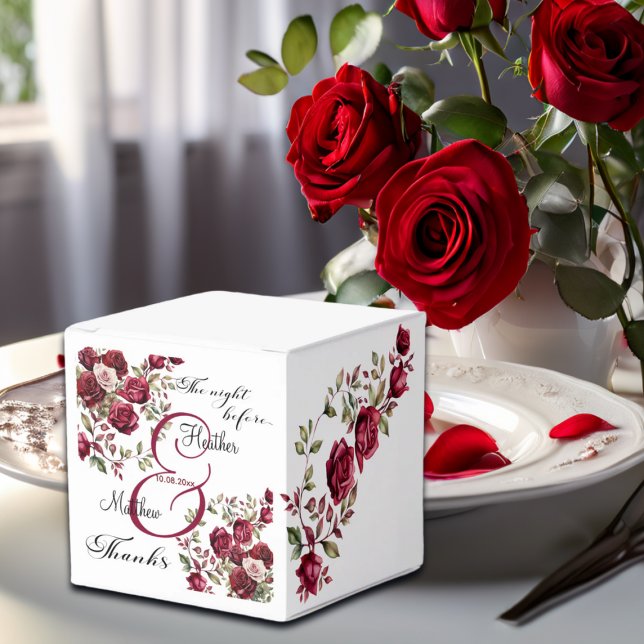 Caixinha De Lembrancinhas Casamento "A Noite Antes" da Burgundy Floral Moder (Criador carregado)
