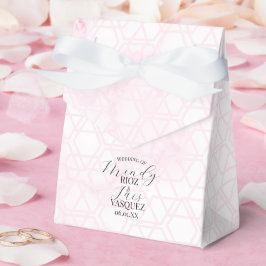 Caixinha De Lembrancinhas Casamento Abstrato Rosa Script Preto Mármore 