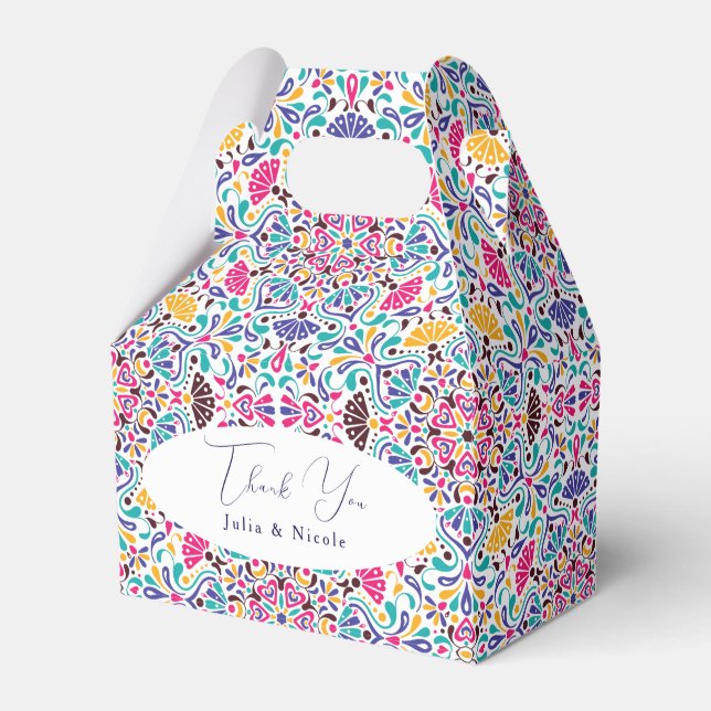 Caixinha De Lembrancinhas Casamento Arco-Íris do Estilo Fiesta Mexicano Vibr (Frente)